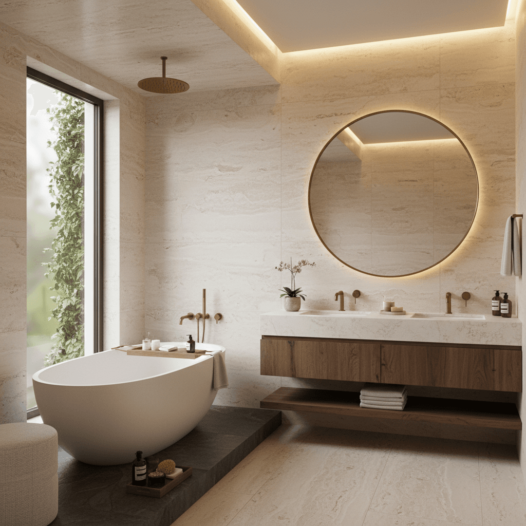 Luxury bathroom with spa amenities